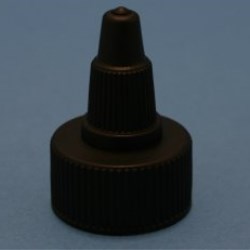 24mm 410 Black Ribbed Twist Open Close Nozzle Cap with Bore Seal